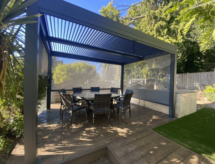 Aluminium pergola and Millboard decking Aluminium pergola and Millboard decking