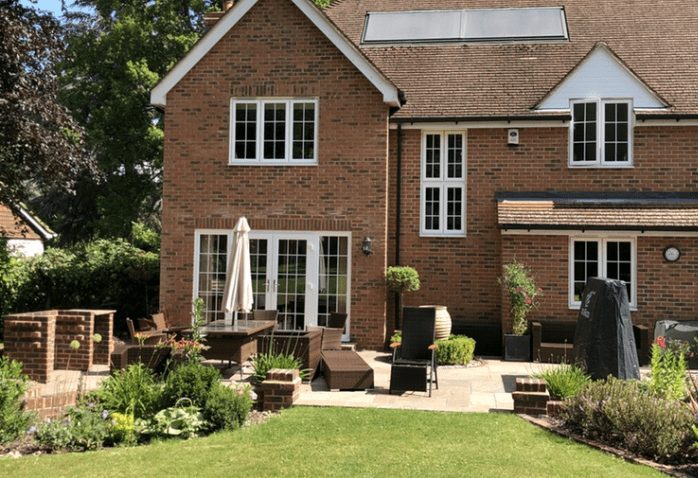 BBQ-Patio Brick BBQ and Indian sandstone