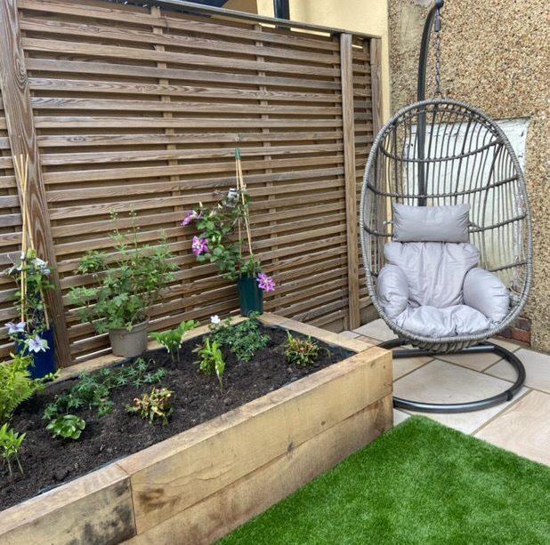 Raised bed and egg chair