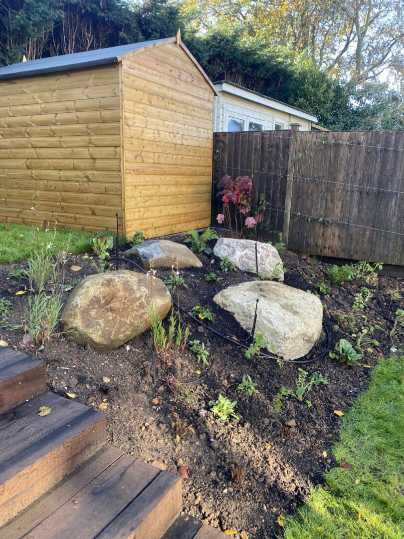 Boulders and planting Boulders and planting