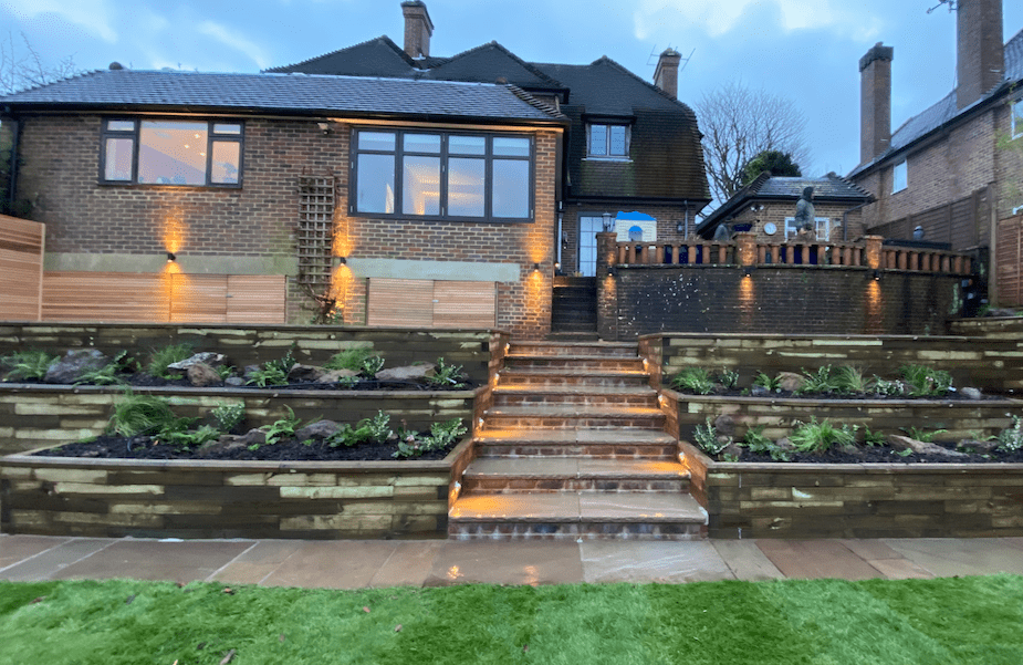 Multi level garden Dorking Terraced garden solution