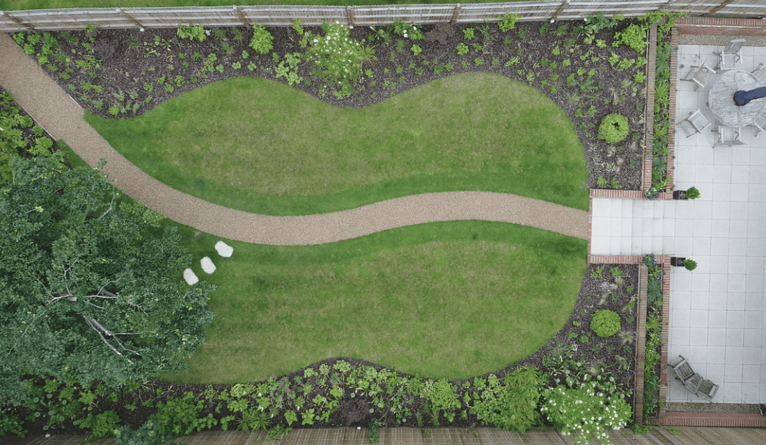 Garden design with curves in Reigate Landscaping curved design