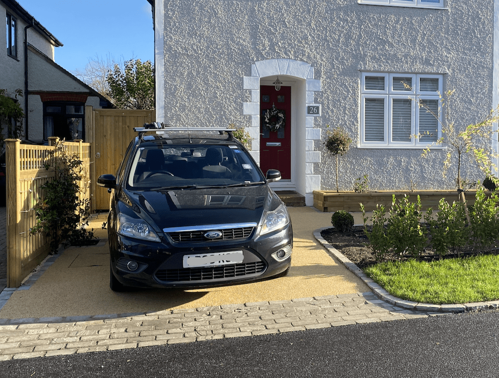 Butterscotch blend resin bound resin bound driveway complete