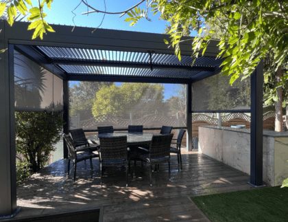 Metal pergola and Millboard decking