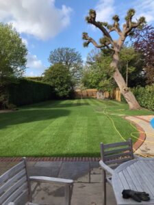 New lawn, path and patio Landscaping in phases