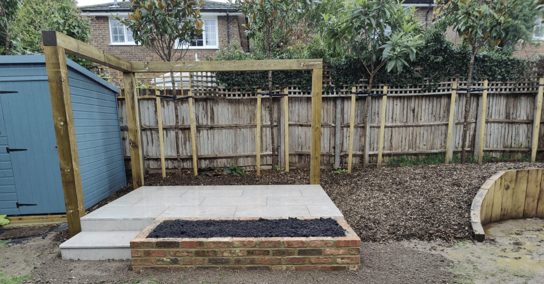 small patio and pergola